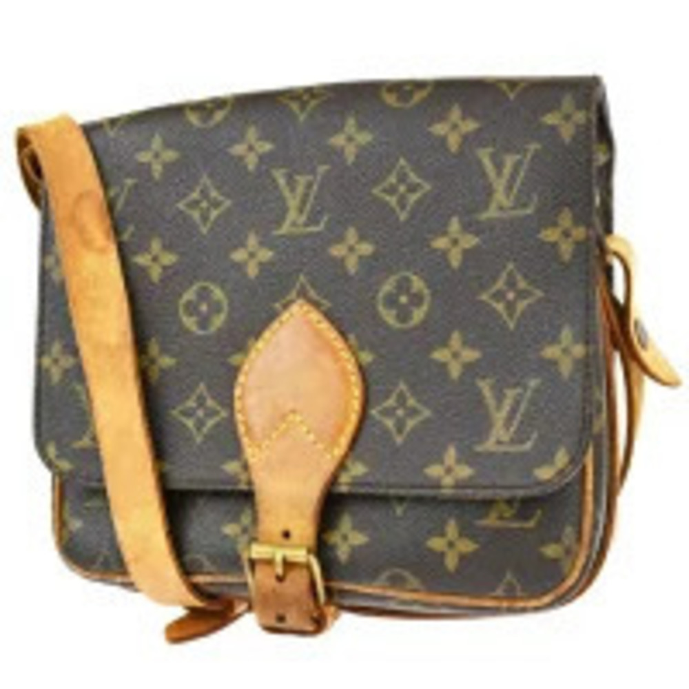 Louis Vuitton Cartouchiere Monogram Leather Shoulder Bag Brown